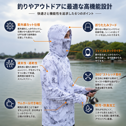 炎天下でも快適。 フルカバーUVフーディー