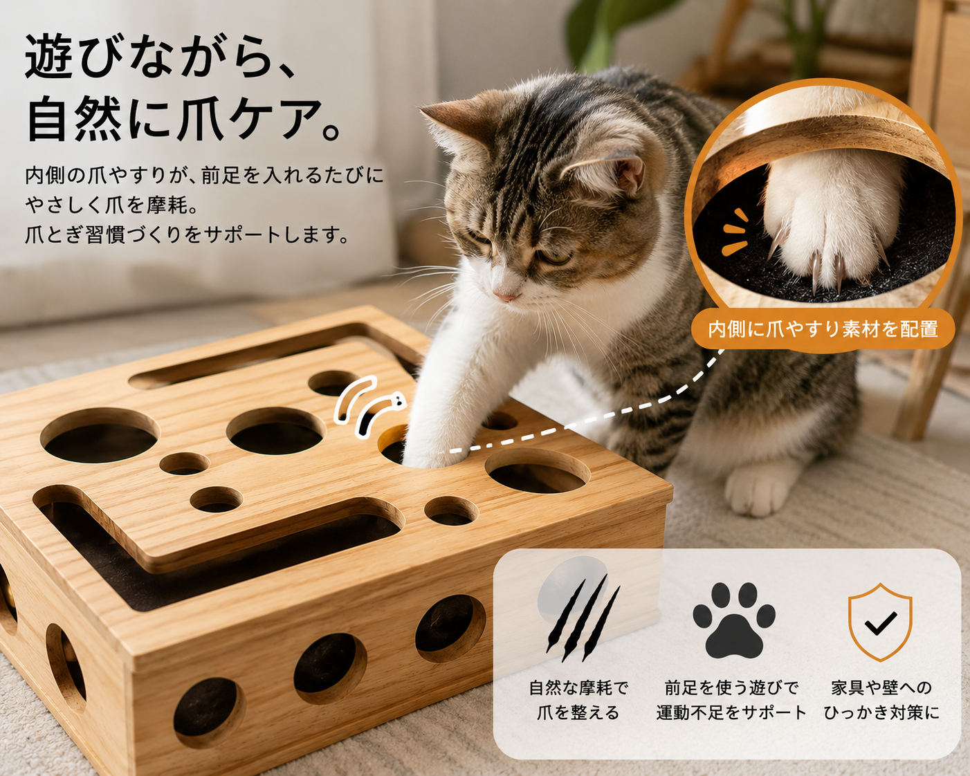 爪やすり付きキャット知育ボックス